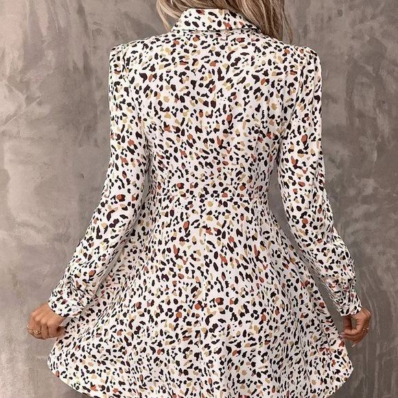 White Casual Womens Allover Print Cut Out Front Dress - Picture 2 of 5